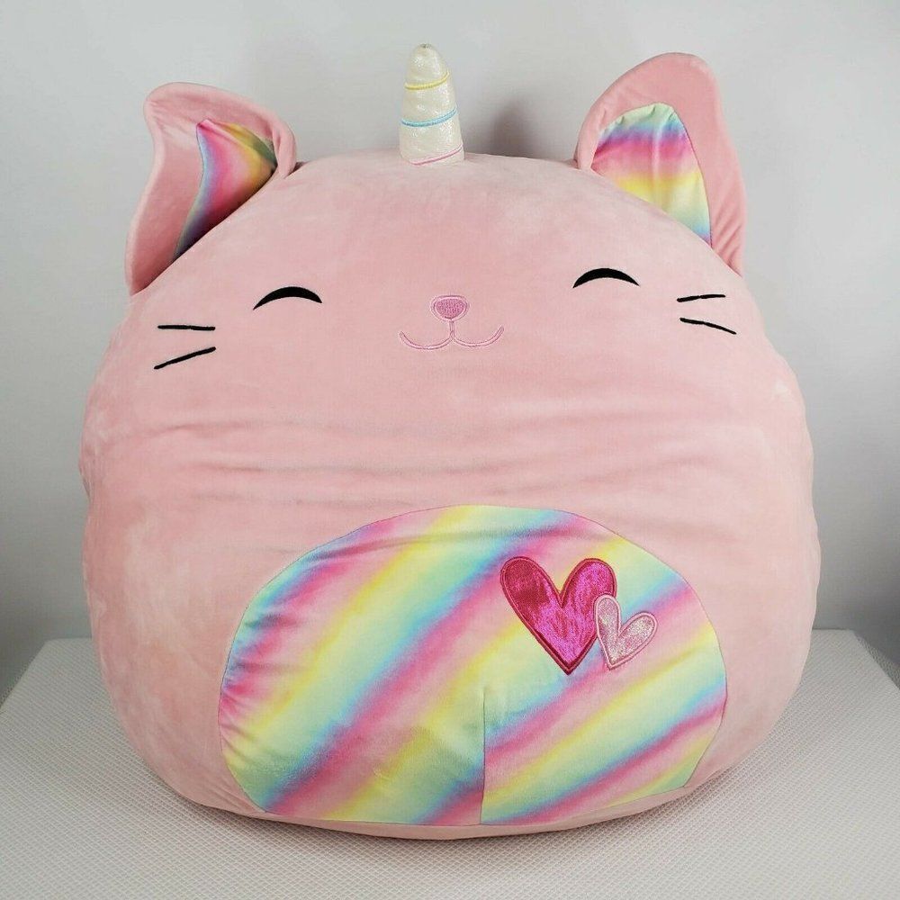 Sabrina The Caticorn Squishmallow 24” XL Pink Cat Unicorn Rainbow Hearts